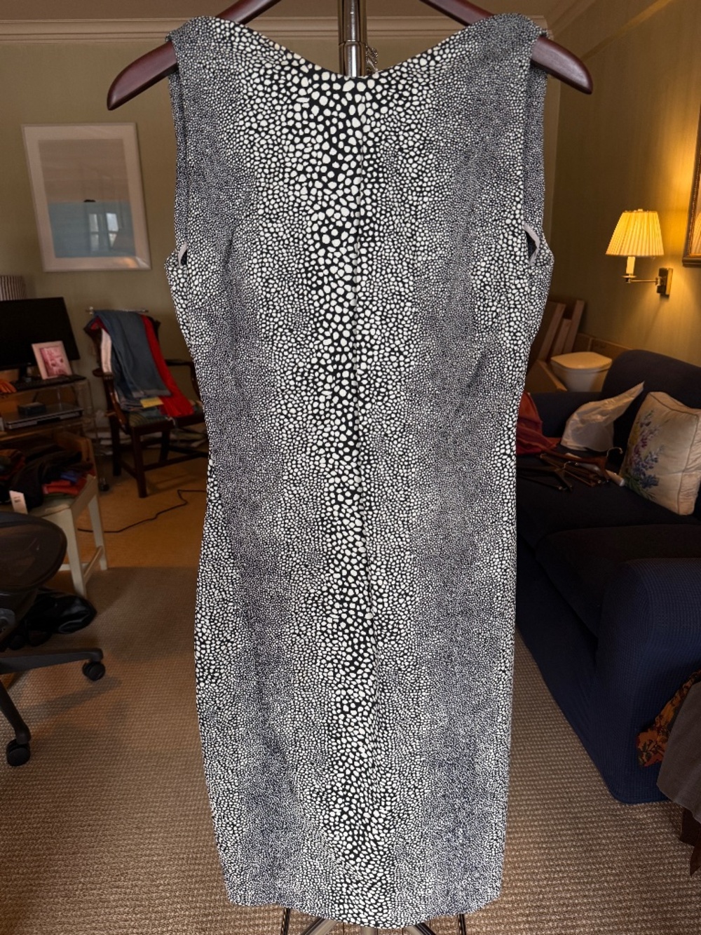 Antonio Berardi Black & White Pebble Print Sheath Dress – Made in Italy
